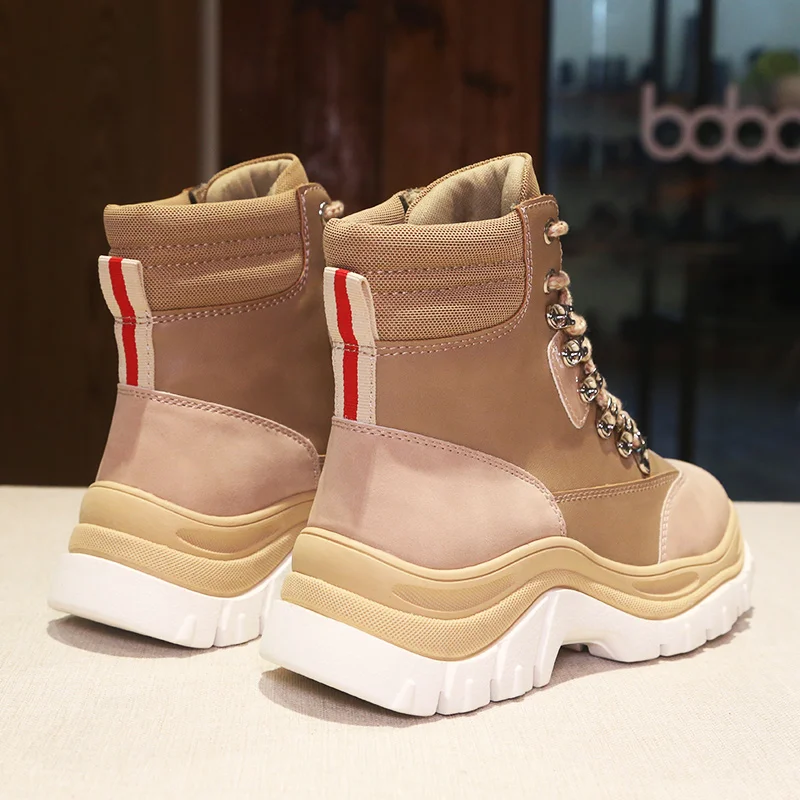 
classical type mesh lining girls khaki boot shoes for autumn winter women sneaker boot 