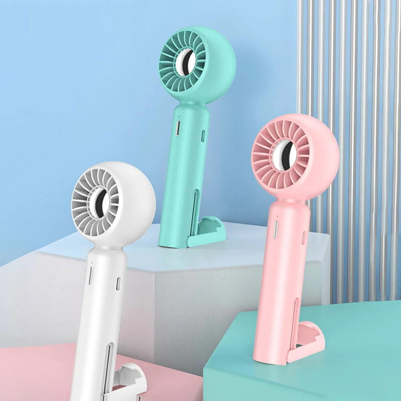 New Handheld Mini Portable Small Fan Type-C Charging Invisible Stand Desktop Handheld Mini Fan
