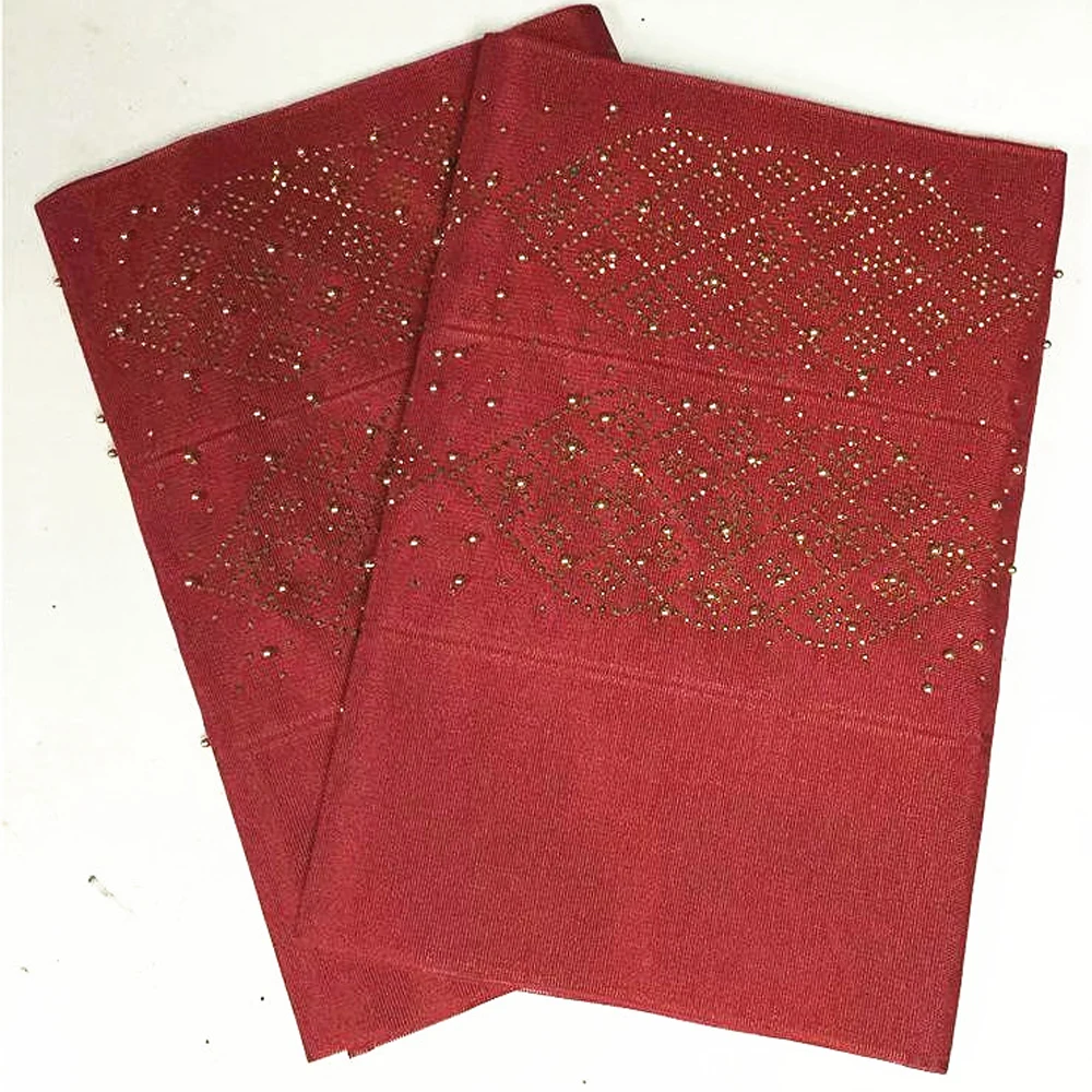 Beautifical ebi Нигерия головной убор 2 в 1 aso oke Стразы красный головной убор ML59T06