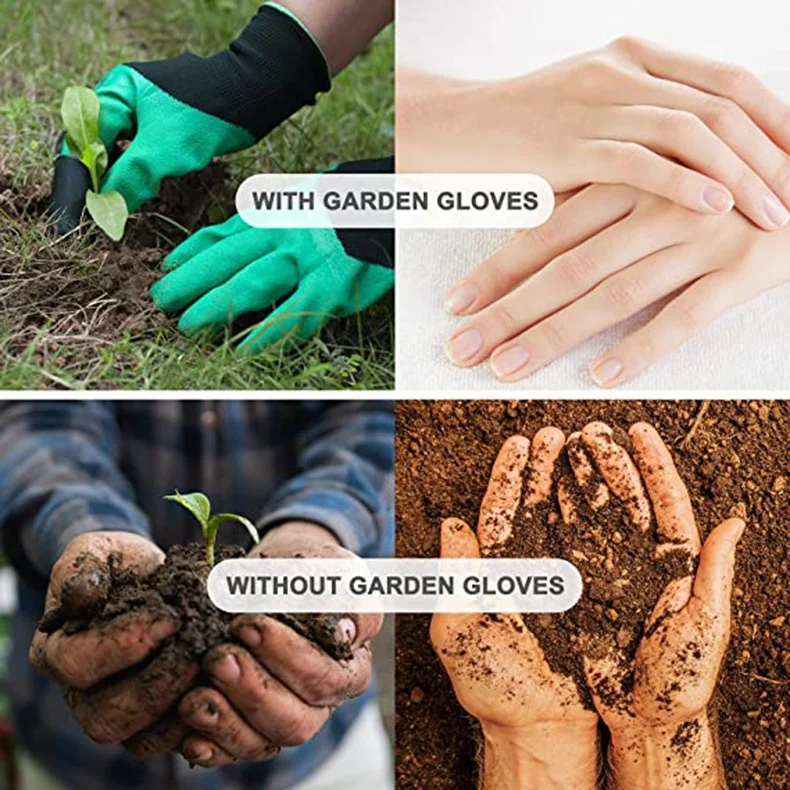 4 Colors Handskar Household Digging Work Mitten Women Men Gardening Planting Working Safety Latex Coated Garden Gloves with Claw