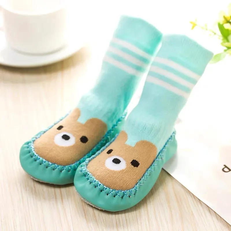HEPOLILO Baby Jacquard Floor Socks Slippers Leishoes Socks with Rubber Soles Baby Anti-slip Socks
