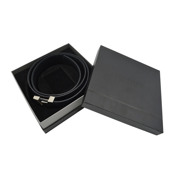 Luxury Handmade Rigid Cardboard Gift Box For Belt Watch Ties Custom UV Logo Lid And Base Box For Hair Accessories