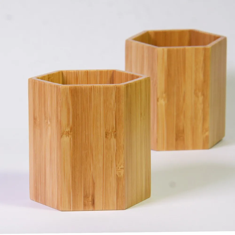 bamboo wooden desktop organizer