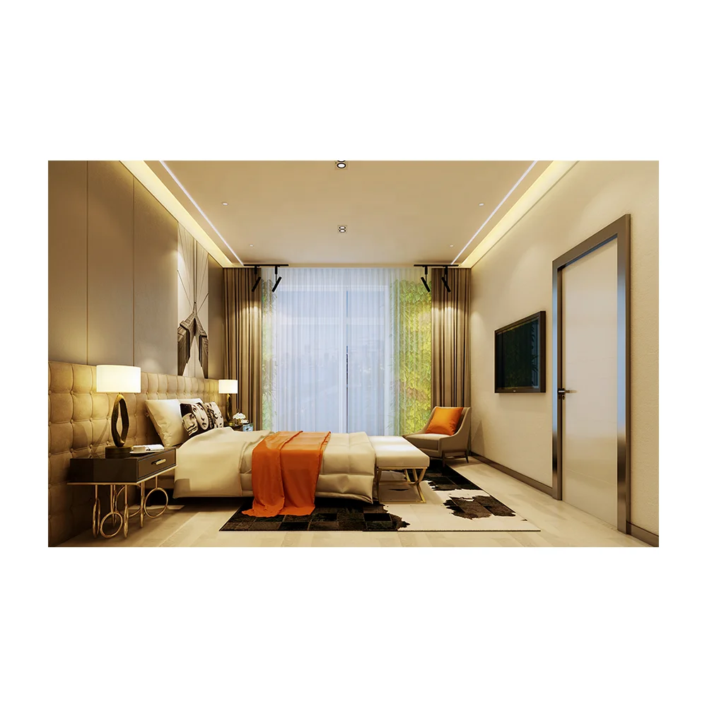 
OEM custom luxury royal solid wood bedroom set furniture for Villa hotel 