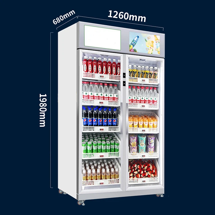 Touchscreen vending machine for snack and beverage bottles at manufacturer Intelligent fresh locker self-service vending machine