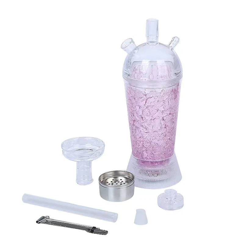 2024 wholesale bar high-end led acrylic portable juice cup  car hookah sets