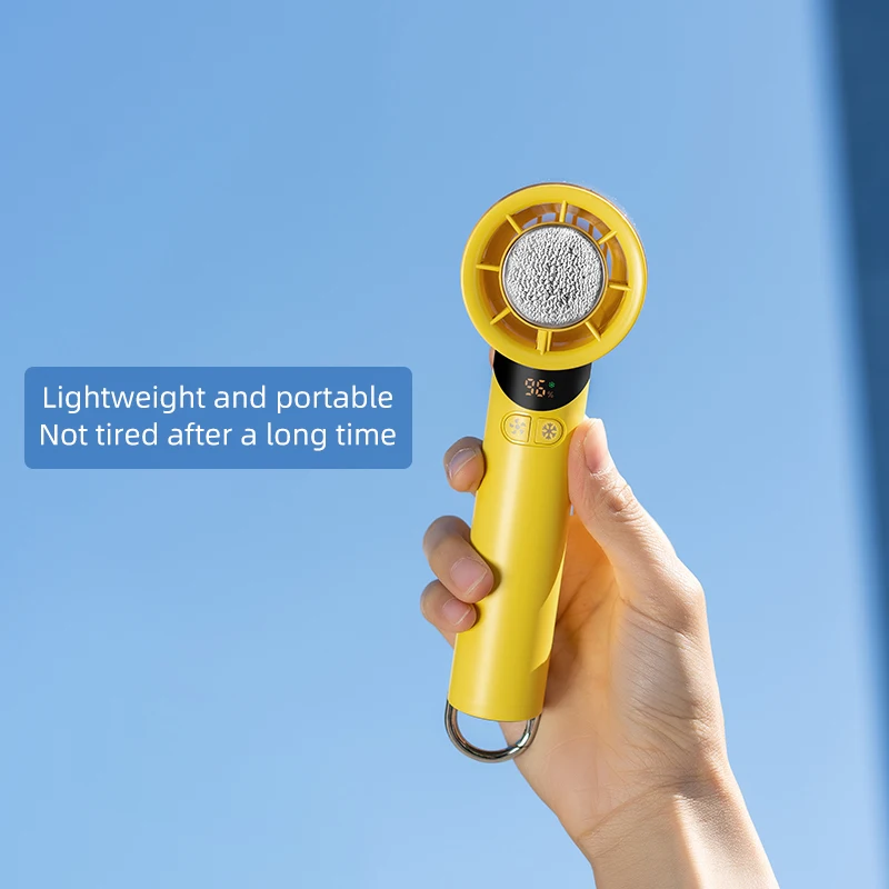 Newest Popular Ice Portable 3000mAh Cooling Mini Fan Rechargeable Handheld  Small Fan With Digital Display Handy Condenser Fan