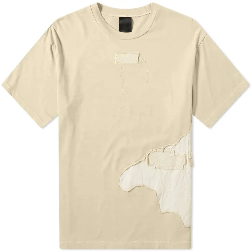 Crewneck Fashion Custom Logo Men Loose Tshirts Patchwork 100% Cotton Distressed Casual Vintage Men Short Sleeve T Shirt