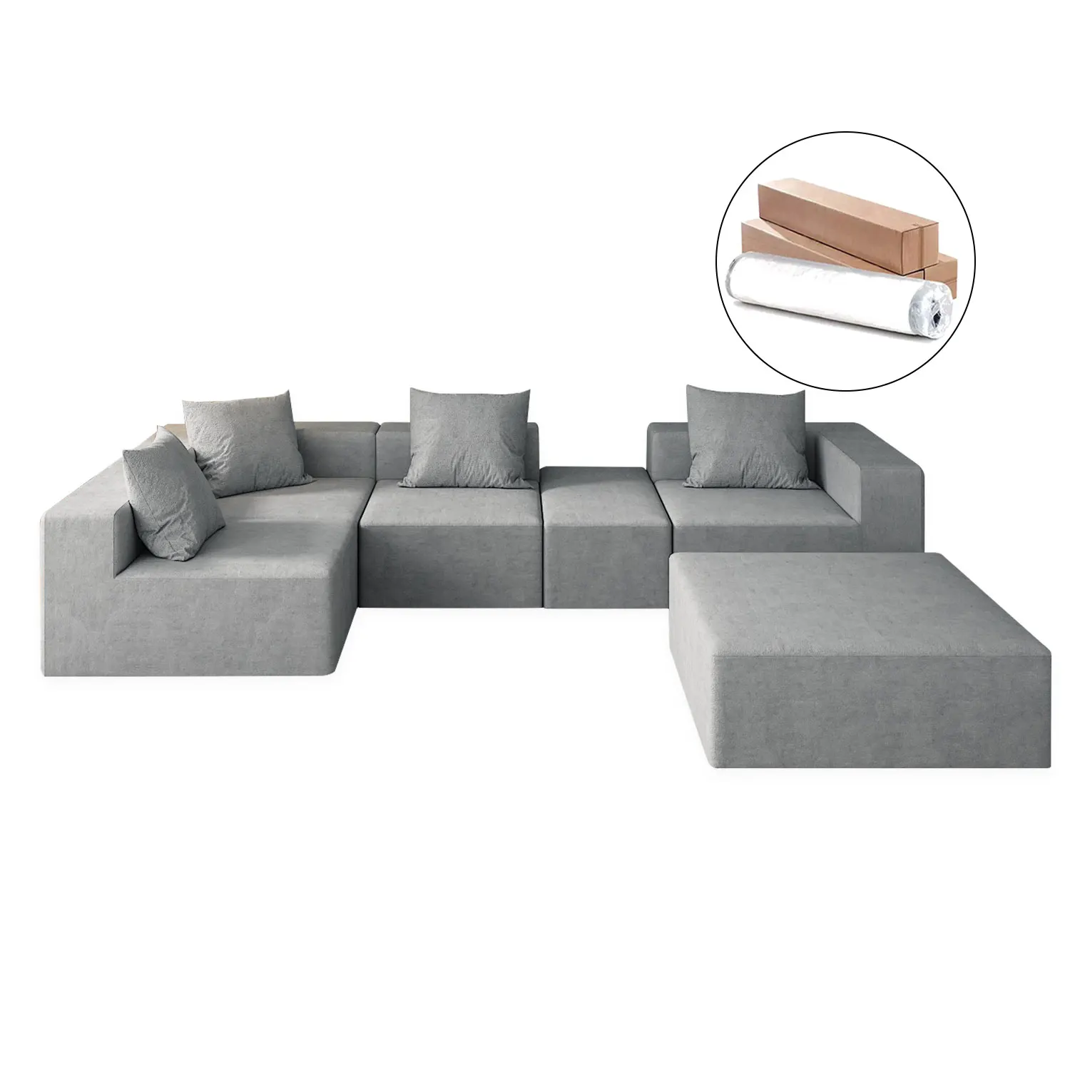 Newest Design Modern Italian Mid-century Living Room Gray Sofa Couch Free Combination Multipurpose Sectional Sofa Set Sofa Bed
