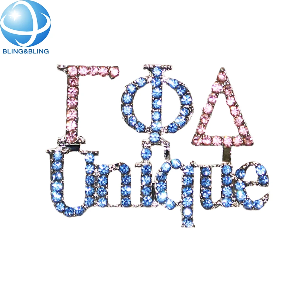 Women Decorative Light Pink And Blue Rhinestone Soror Pin Greek GPD Gamma Phi Delta Butterfly 1943 Sorority Brooch