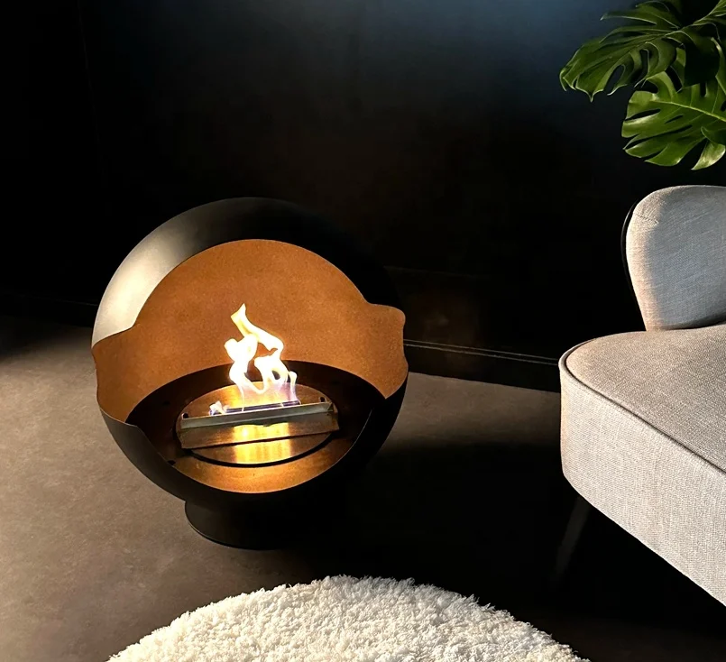2023 latest design sphere oval  Ventless Bio Ethanol freestanding  Fireplace