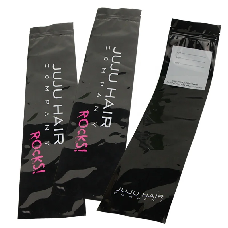 digital custom reclosable ziplock foil wig packing bags zipper plastic hair extension packaging bags pouches