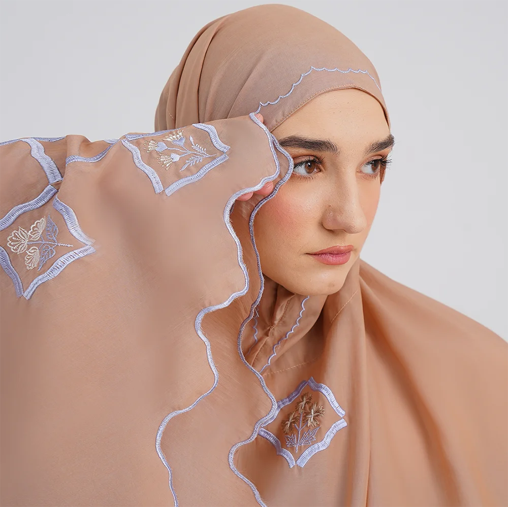 Luxury floral embroidery custom printed muslim abaya ramadan dress with bags telekung prayer robes abaya