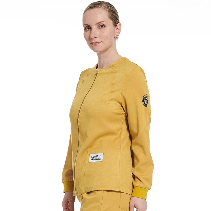 Nurse Work Wear Hospital Beauty Salon Ladies Scrub Suit Front Zip Jacket Tops Fashion Women Long Sleeve Medical Uniforms Sets