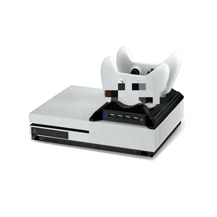 SYYTECH Game Console Cooling Fan Controller Dual Charging Stand for Xbox One S 4 Port USB HUB Charger Game Accessories