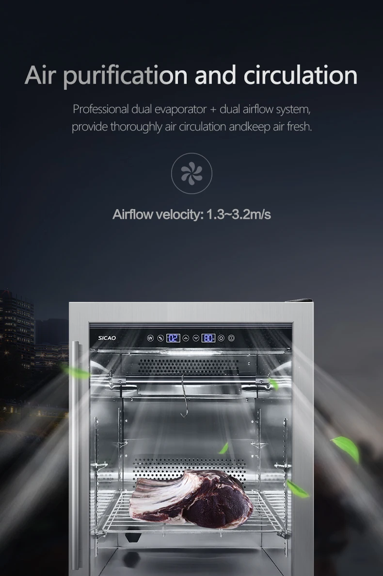 best dried age beaf ham and chees chamber clear glass door air purify charcoal filter cooler appliance 