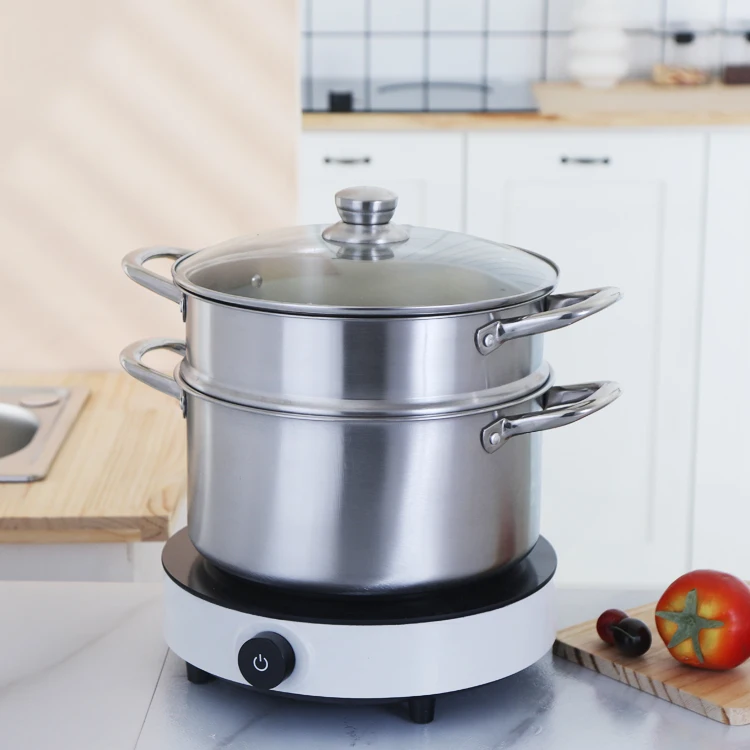 Заводской котелок для супа пароварка двойной из нержавеющей стали с стеклянной крышкой
