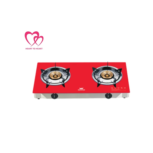 Tempered Glass Top Gas Cooker 2 Burner Freestanding Table Gas Stove