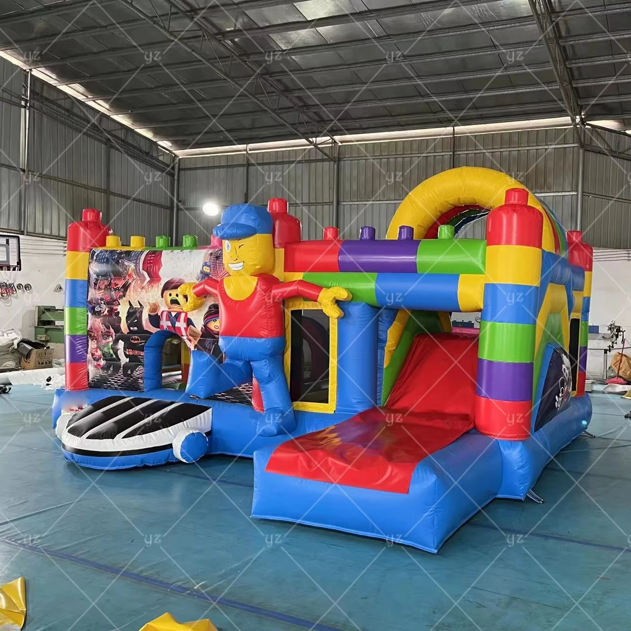 Commercial inflatable brick castle outdoor kids playground slides