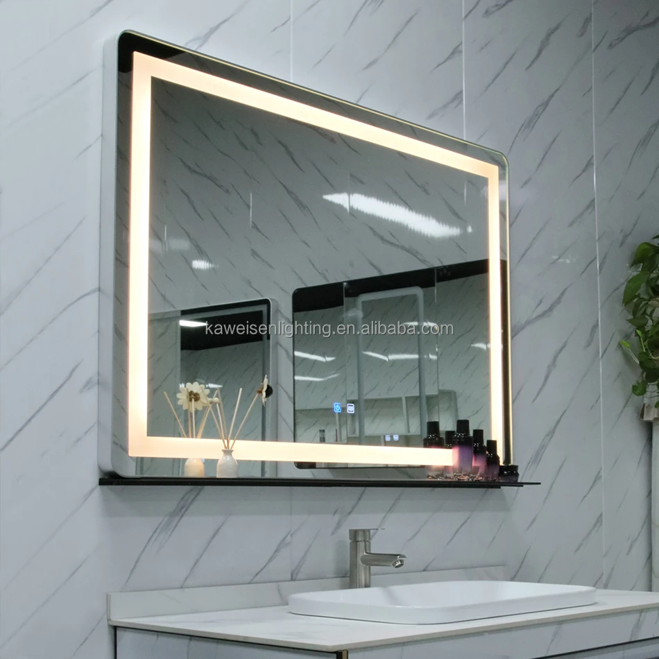 New design aluminum bathroom rectangular ip44 led frame mirror wall mount smart bathroom touch sensor LED mirror