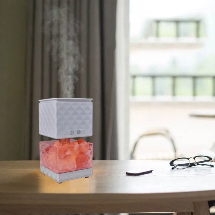 Square Himalayan Salt Lamp Hand Carved Natural Therapeutic Salt Rock Crystal Lamps essential oil aroma diffuserwith salt stone