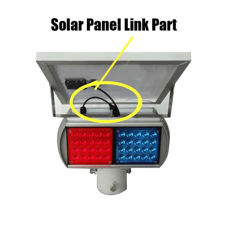 12V Rechargeable LED Solar Strobe Light Waterproof All Sides Traffic Lights Outdoor Red and Blue Flashing Warning Lights