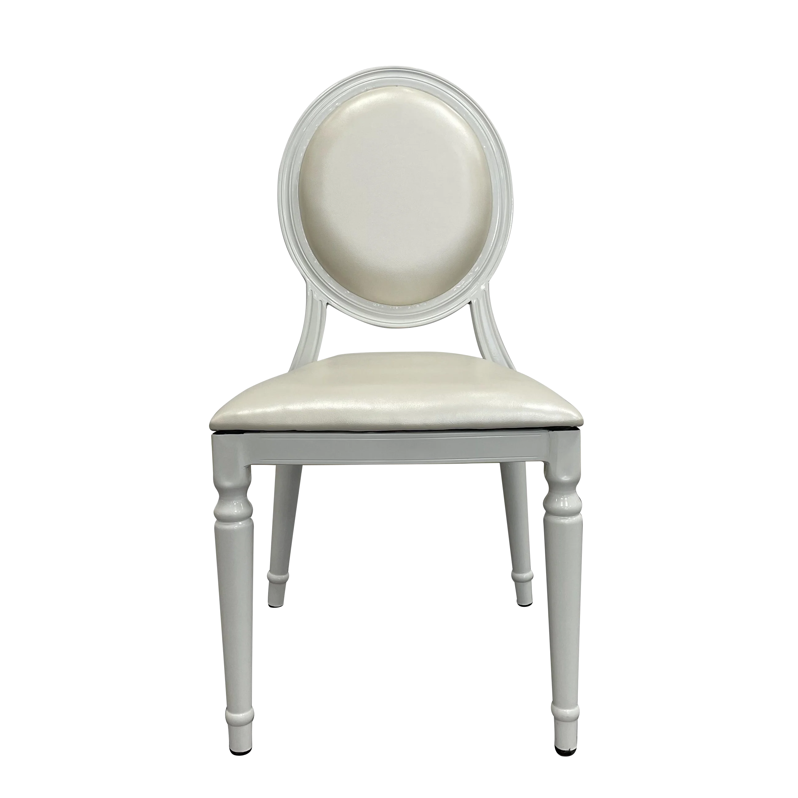Wholesale Hot Selling Gold Stackable Design PU Leather Round Back Stainless Steel Hotel Banquet Event Wedding Chair
