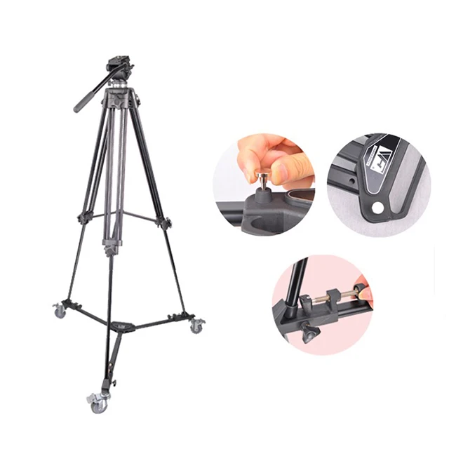 Professional Pro 3 Wheels Pulley Universal Folding Camera Tripod Dolly Base Stand WT600