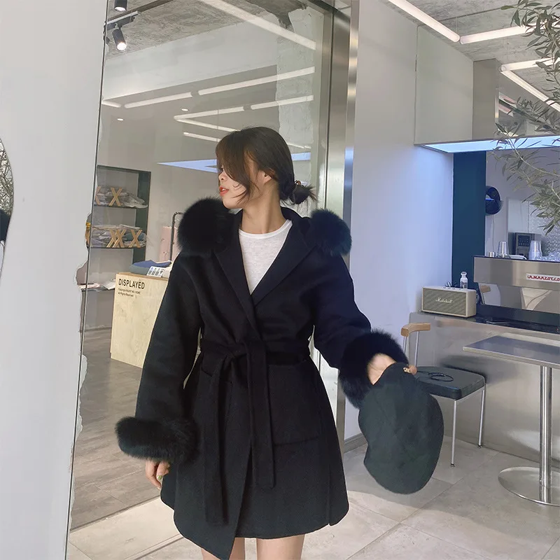 Winter new collar medium length women chinchilla coat faux fur