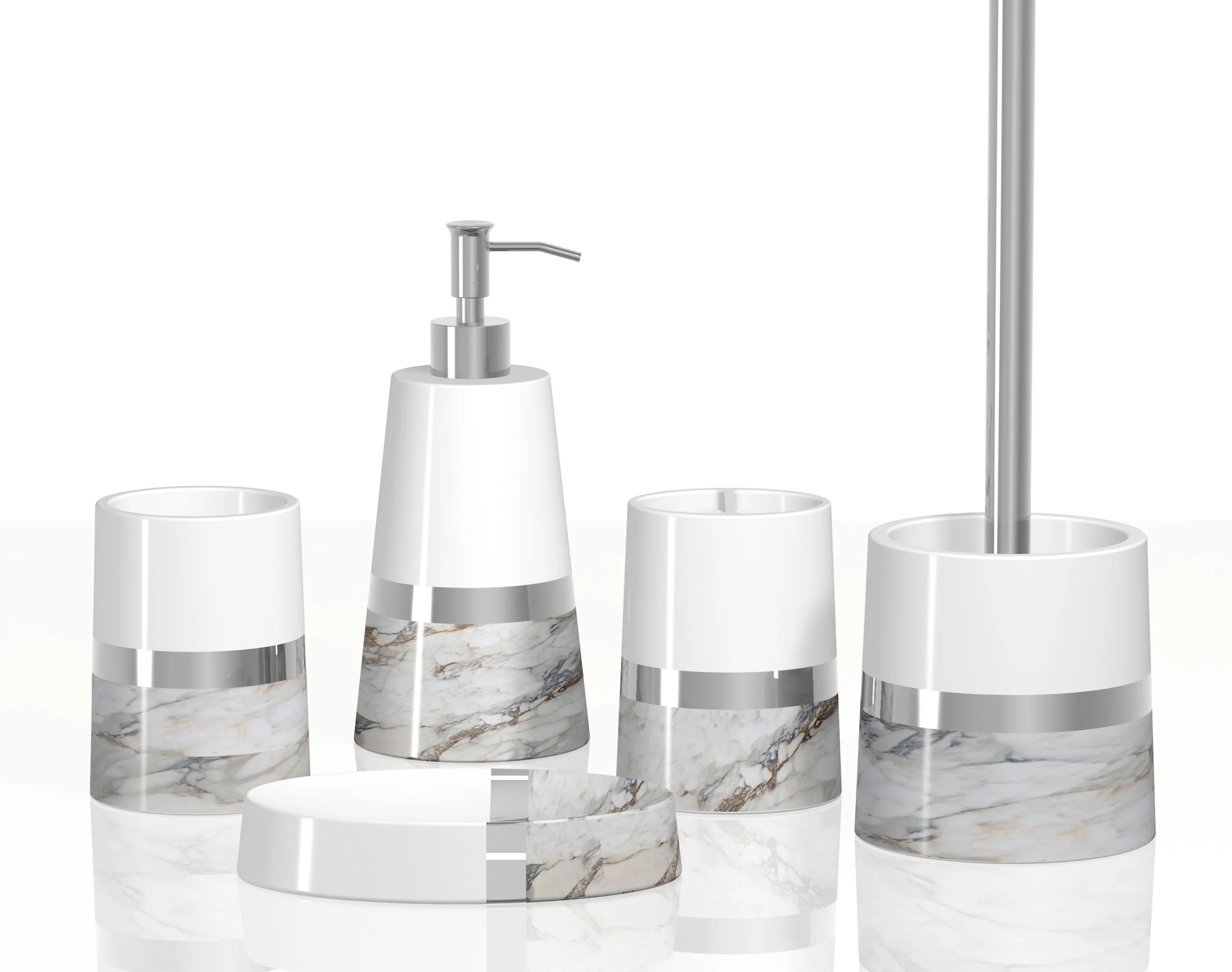 Marble Effects fashion Resin Bathroom Accessories Set for Home Hotel