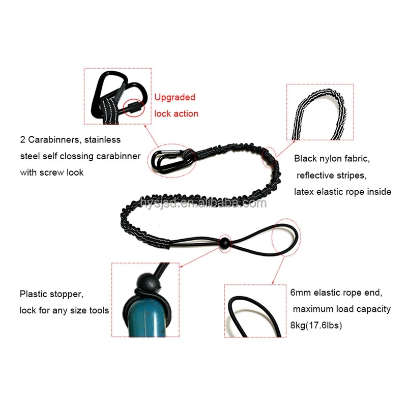 Working Safety Prevent Tool Lanyard Tools with Double Stainless Steel Carabiner Loop End