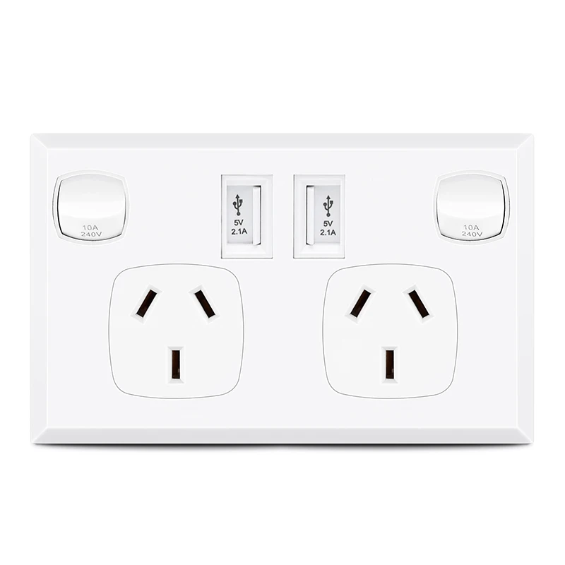  Утвержденны SAA 10A дома GPO жилые электрические розетки 2.1A Dual USB 2 Gang Австралия Power Point
