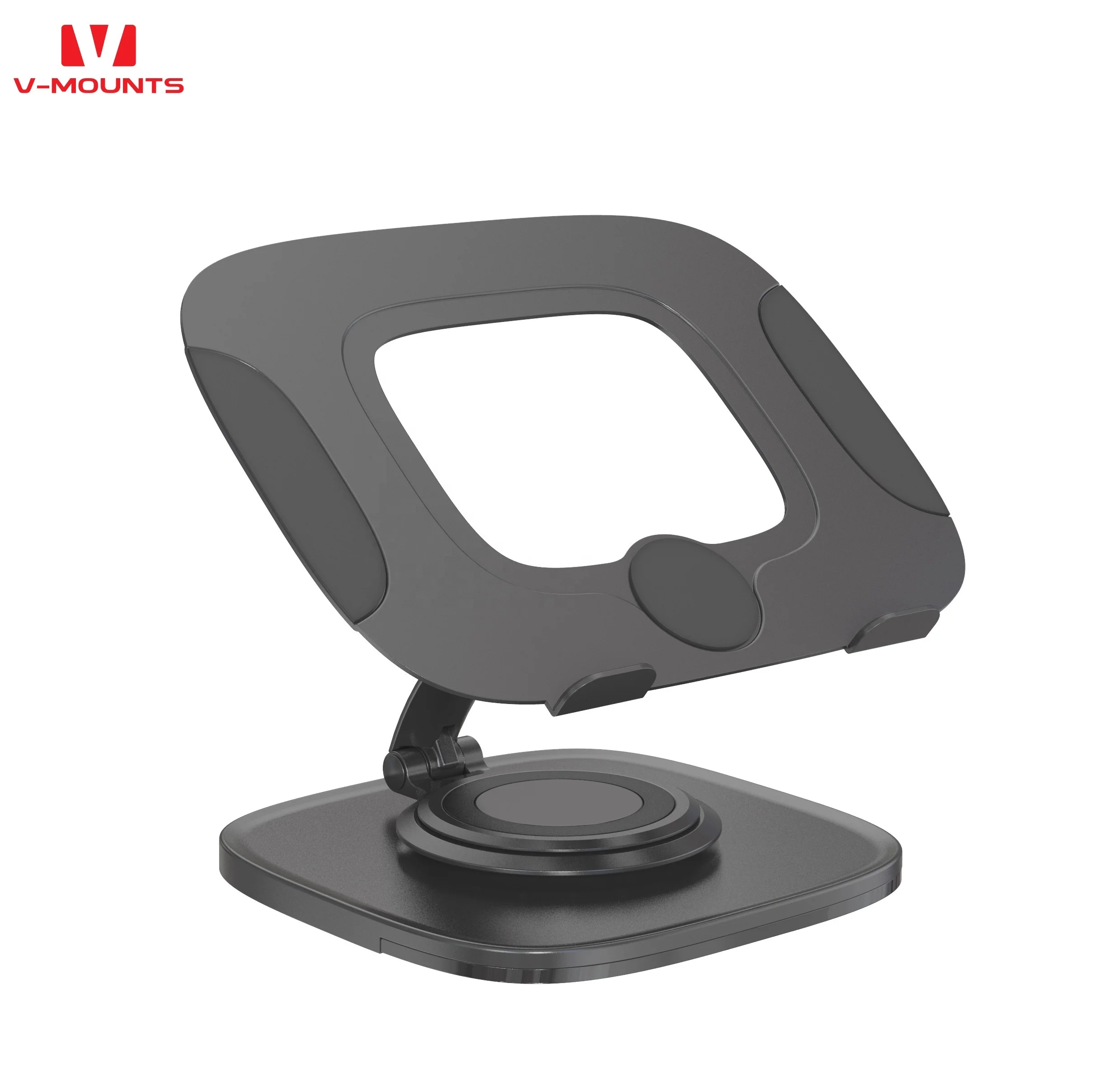 V-mounts Adjustable White Foldable Laptop Stand with 360 Degree Swivel Base for Collaborative Work