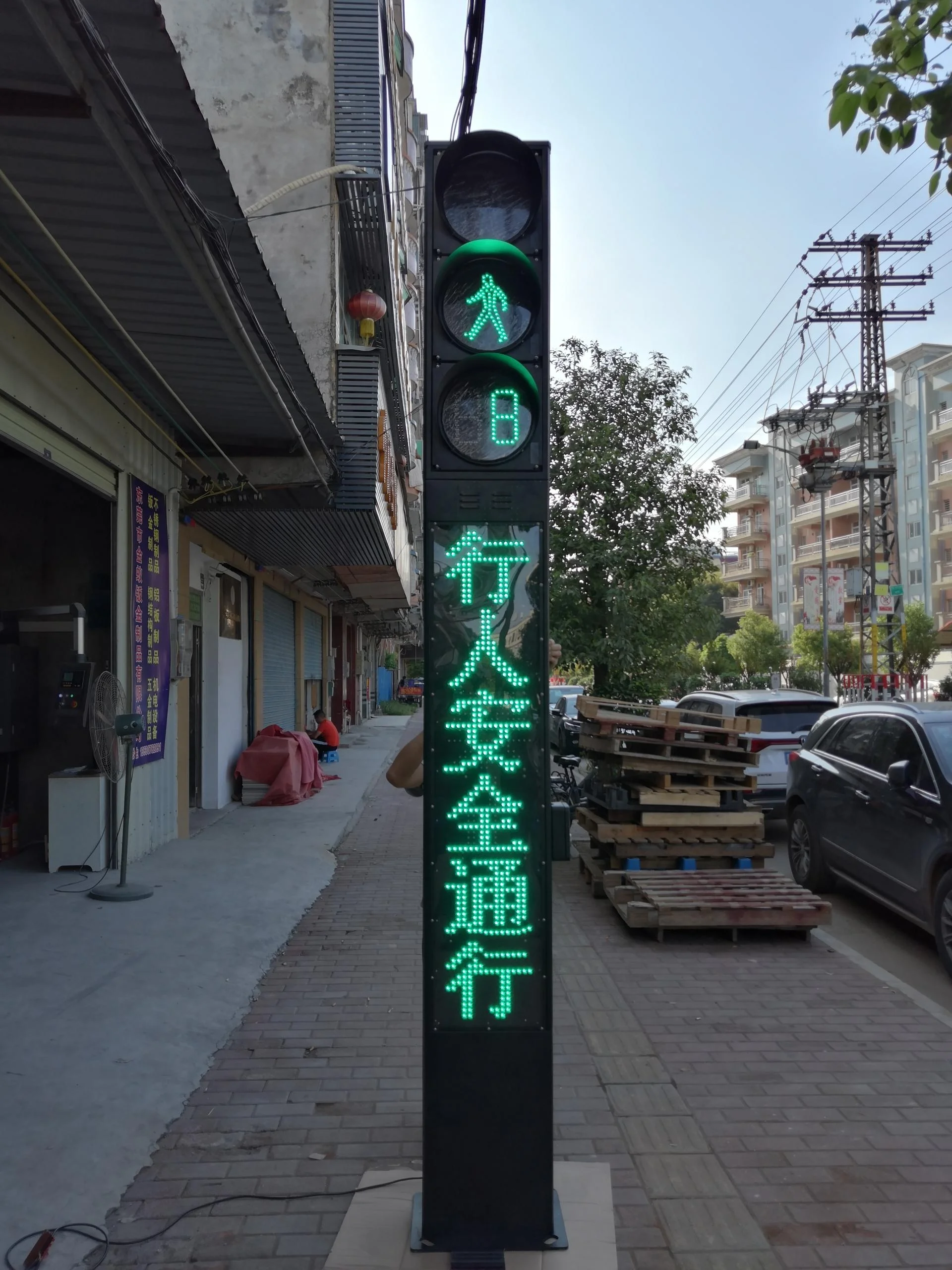 Intelligent pole pedestrian traffic light with countdown timer,pedestrian button and LED screen