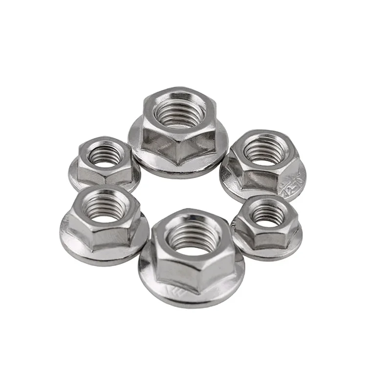 304 stainless steel outer hexagon flange female M4/M6/M14/M16 nut with washer screw nut