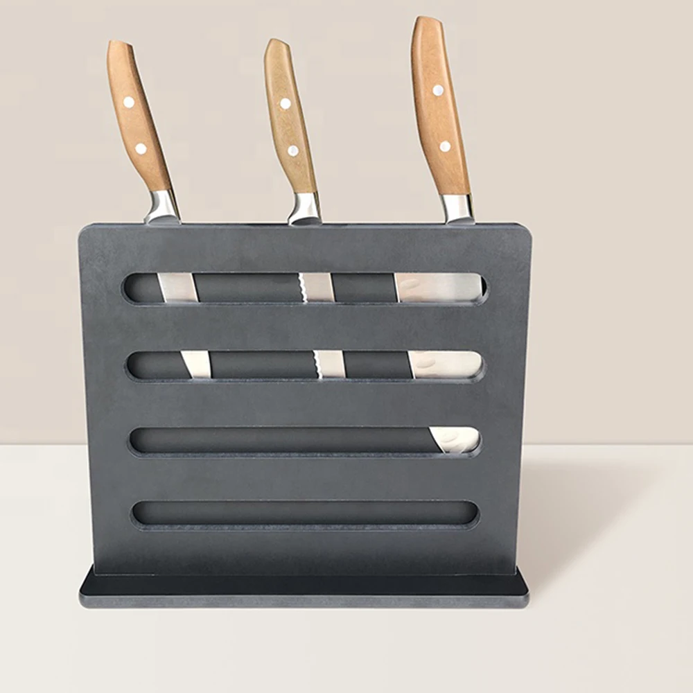 Kitchen design magnetic steel wood acacia knife block holder