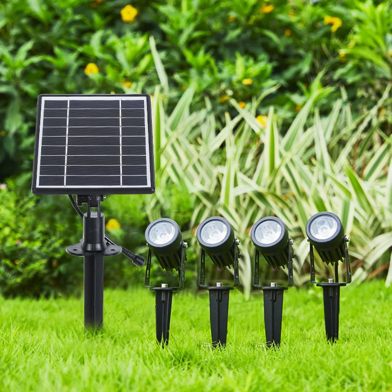 Outdoor Garden Lawn Decoration Solar Floor Lamp One Drag Four Solar Garden Tree Spot Lamp RGB Solar Garden Lamp
