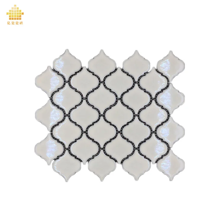 
 White lantern arabesque kitchen ceramic tile / bathroom glossy lantern mosaic tile backsplash  