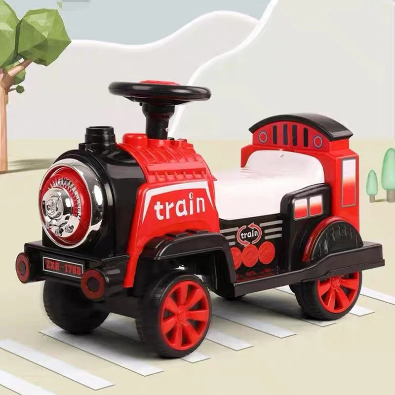 New Arrival Double Drive Remote Control Spray Lights Music Storage Electric Steam Train Toy
