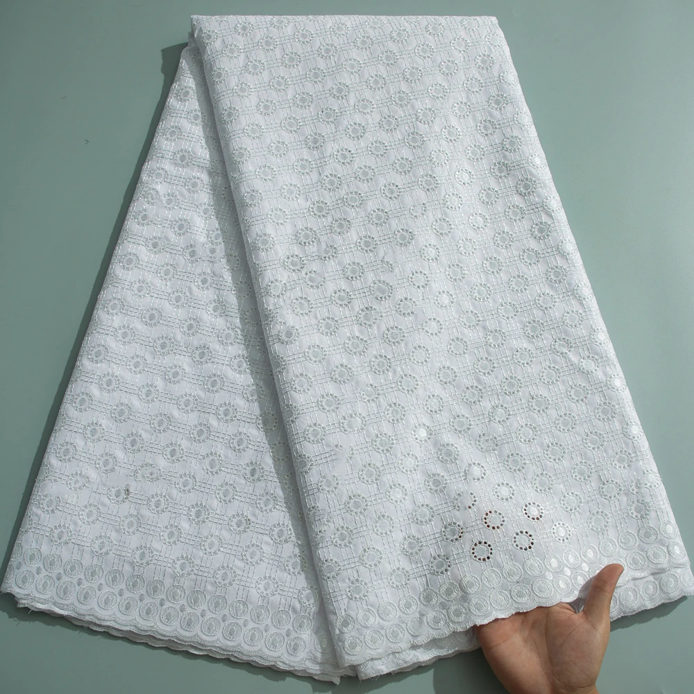 Swiss Lace Fabric 2024 High Quality Original Dubai Cotton Lace Nigerian Fabric Embroidery 5 Yards African Dress for Men3809