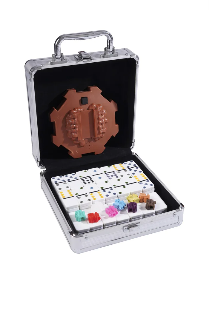 Classic Dominoes Game Mexican Train Dominoes in Aluminum Box