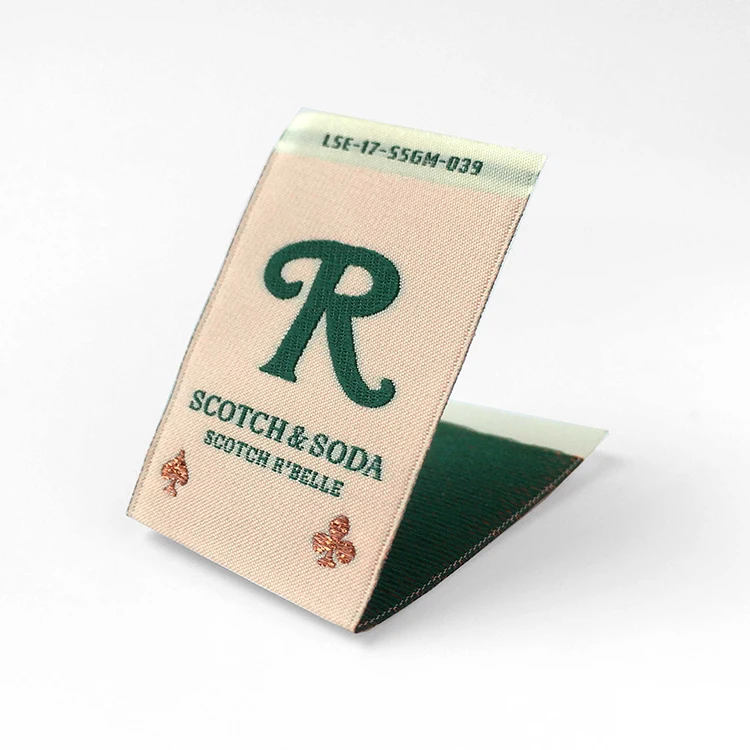 Custom Personalised Fabric Small OEKO-TEX Garment Hemtags Damask Inner Neck Sleeve Tags Woven Hem Labels