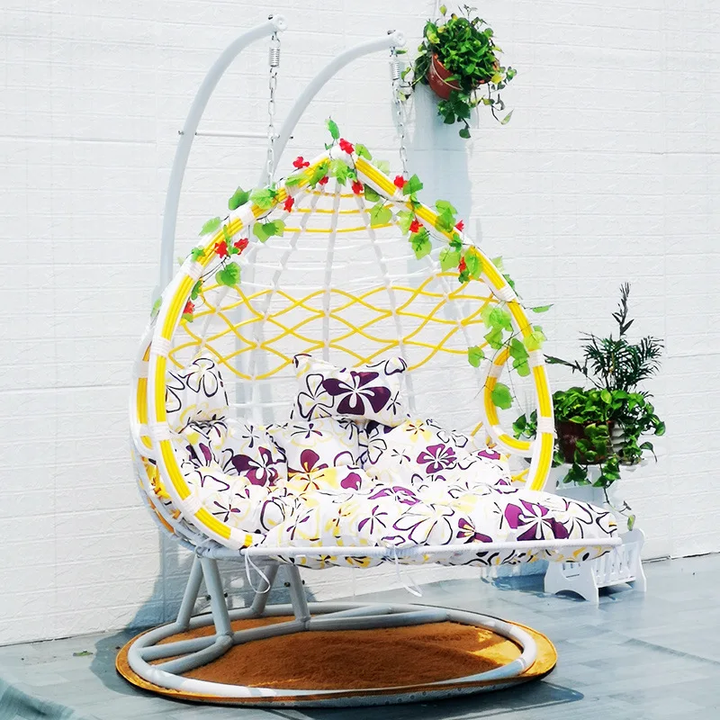 Swing chair Indoor Modern Wicker Hammock Patio Double Egg hanging  swing chair with cushion and stand