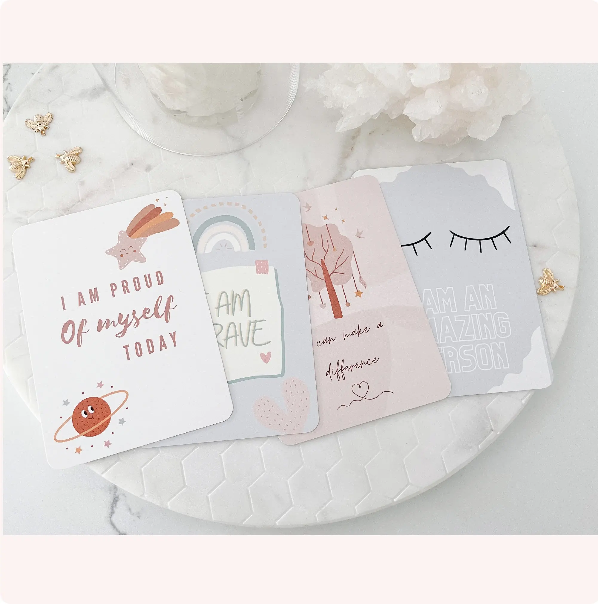 Custom Printing Mindful Meditation Positive Personalized Affirmation Cards Deck for Kids Children