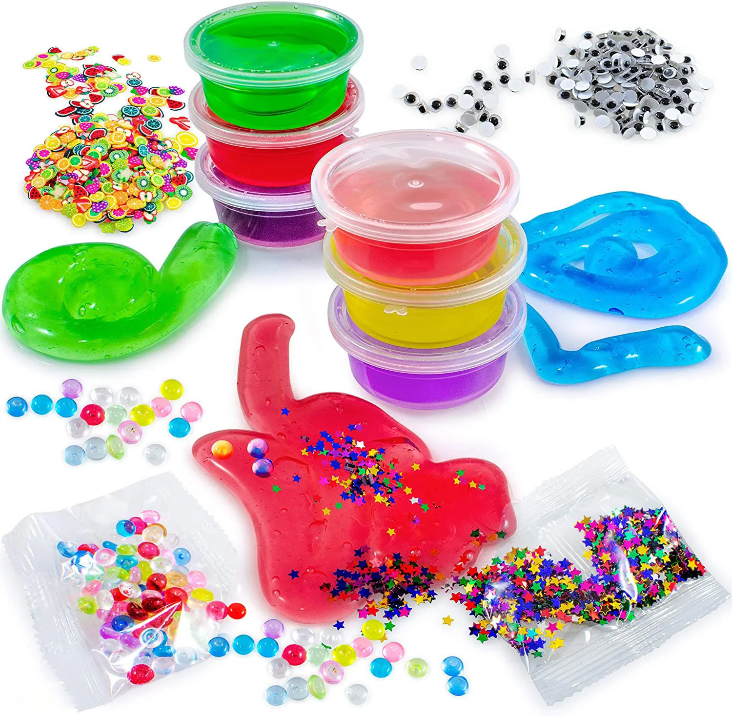 Stress Relief Toy (24 Colors) Colorful Foam Balls Slime Kit DIY Box Includes 24 Crystal Slime with containers