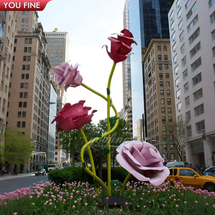 Outdoor City Plaza Stainless Steel Abstract Flower Bud Statue