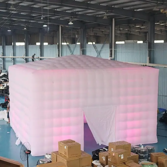 Large Cube Wedding Party Led Light Inflatable Tent Event Photo Booth White Giant Inflatable Cube Marquee Tent
