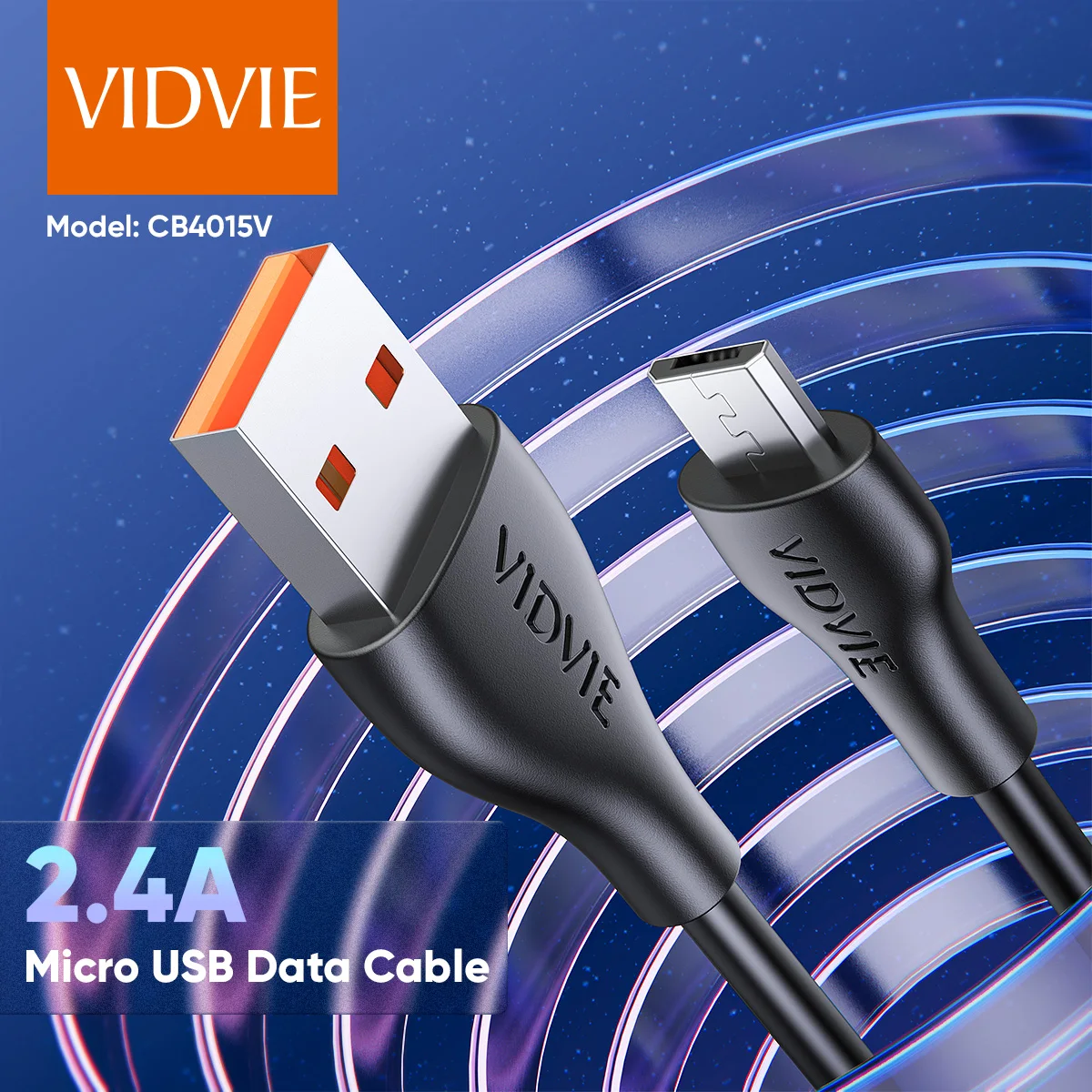 VIDVIE оптовая продажа готовый к отправке 2.4A Micro USB V8 Android мобильное зарядное устройство 1 м белый черный ПВХ кабель для передачи данных