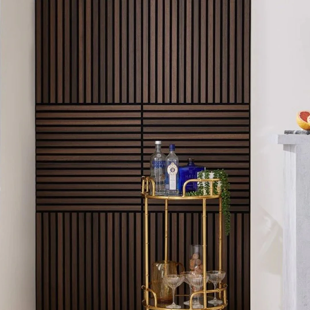 Mini 600mm Decorative Panels Walnut Acoustic for Bedroom Decor Sound Insulation Wood Panel Acoust Soundproof