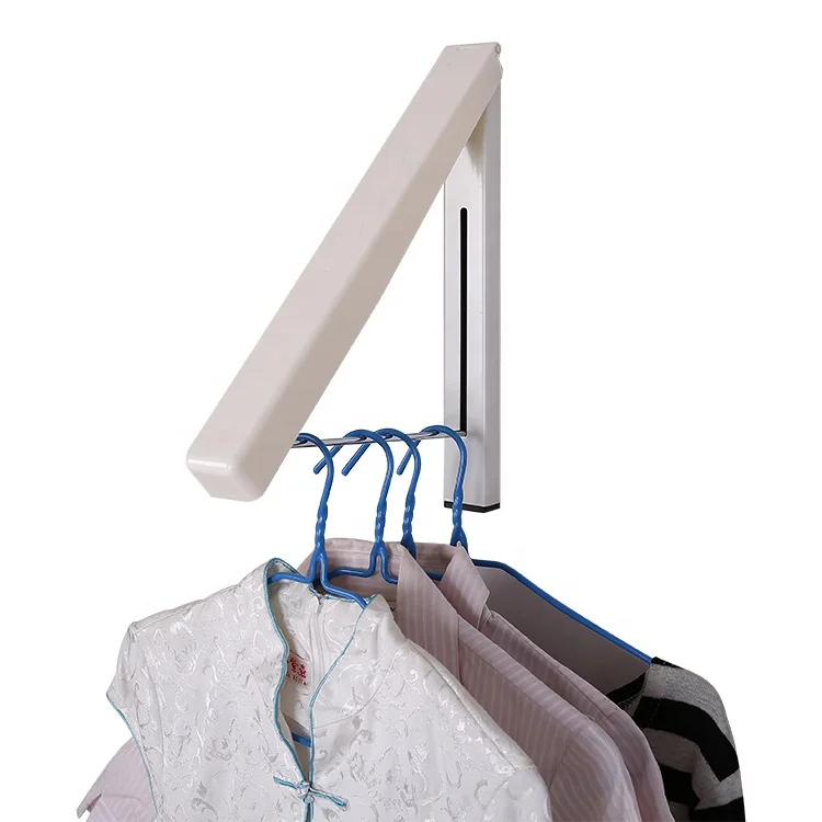 Nordic Simplicity And Portability Telescopic Hidden Mini Wall Bathroom Balcony Folding Clothes Hanger With Nail Free Glue